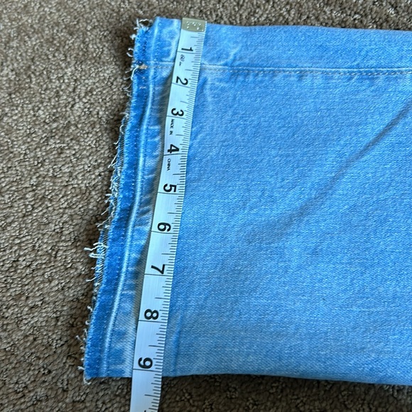 Loft Let Down Hem High Rise Kick Crop Jeans in Vivid Light Indigo Wash Size 31 - Picture 10 of 10